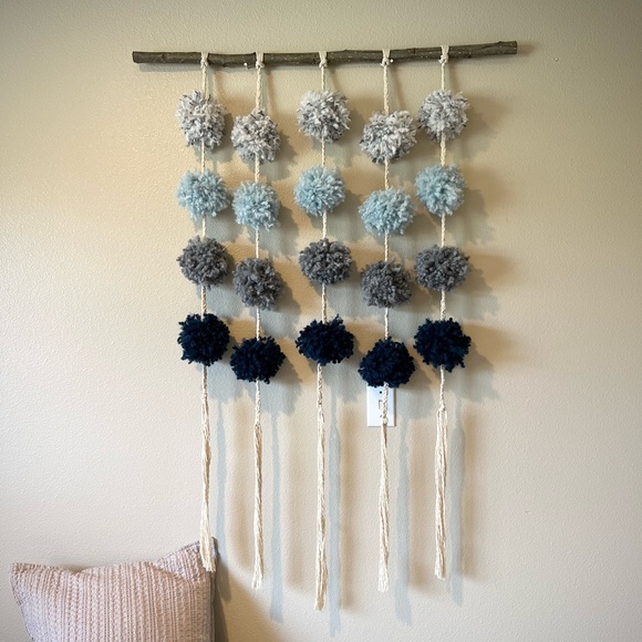 Wander Wall Studio Other - FROZEN FOSS | Bohemian blue pom-pom macrame wall hanging